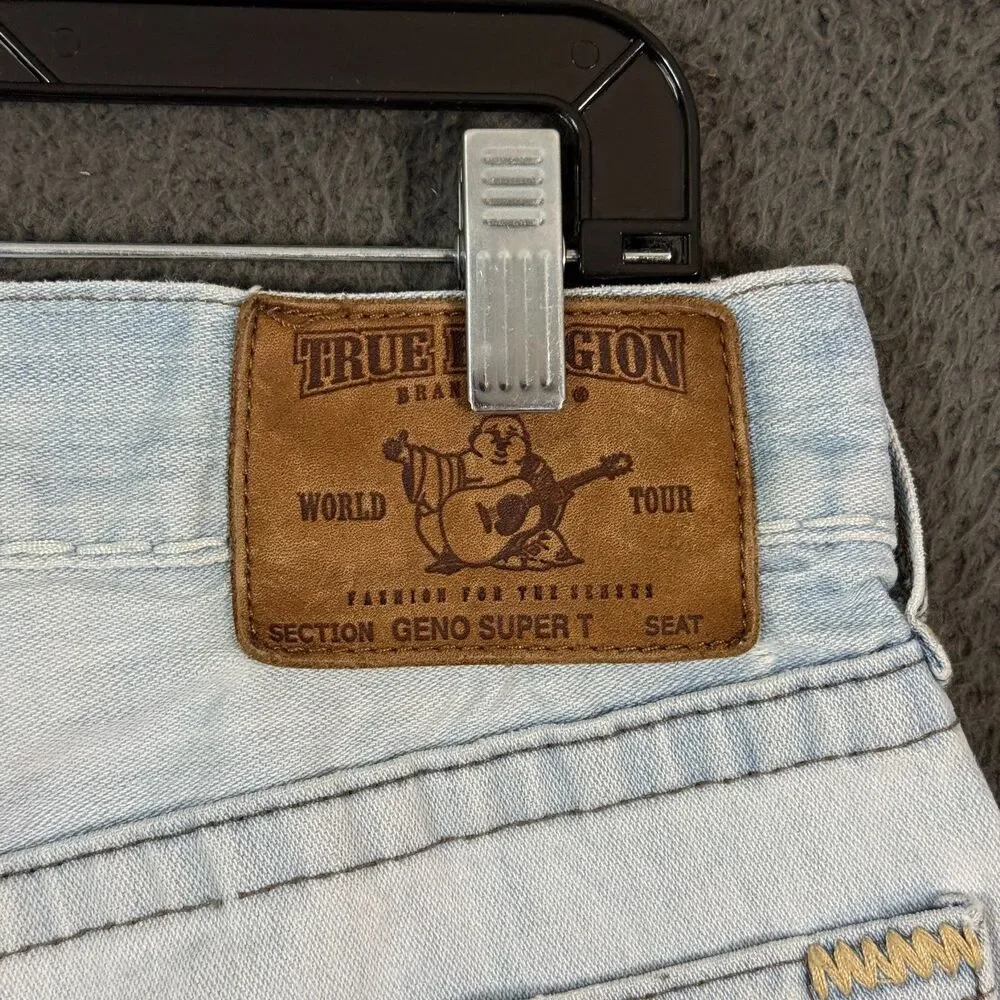 True Religion Jeans Mens 30 (Fits 31x29) Blue Geno Super T Light Wash Denim